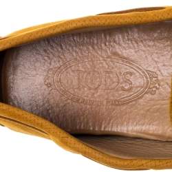 Pre Owned Tod's Mustard Yellow Suede Bow Slip On Loafers Size 42