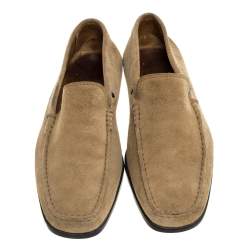 Tod's Khaki Brown Suede Slip On Loafers Size 42
