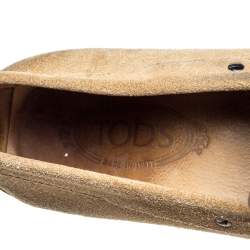 Pre Owned Tod's Khaki Brown Suede Slip On Loafers Size 42