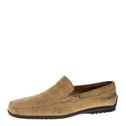 Tod's Khaki Brown Suede Slip On Loafers Size 42