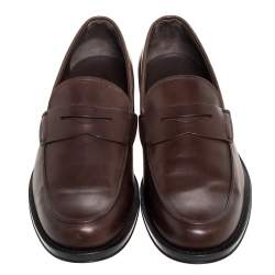 Tod's Brown Leather Penny Slip On Loafers Size 44.5 