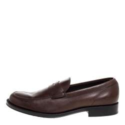 Tod's Brown Leather Penny Slip On Loafers Size 44.5 