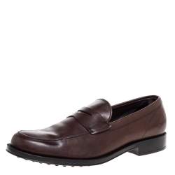 Tod's Brown Leather Penny Slip On Loafers Size 44.5 