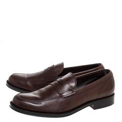 Tod's Brown Leather Penny Slip On Loafers Size 44.5 