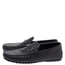 Tod's Navy Blue Leather Double T Slip On Loafers Size 40