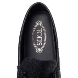 Tod's Navy Blue Leather Double T Slip On Loafers Size 40