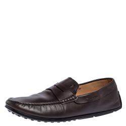 Tod's Dark Brown Leather Driving Penny Loafers Size 42