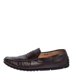Tod's Dark Brown Leather Driving Penny Loafers Size 42