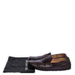 Tod's Dark Brown Leather Driving Penny Loafers Size 42