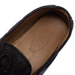 مملوكة مسبقًا Tod's Dark Brown Leather Bow Driver Loafers Size 47
