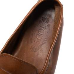 مملوكة مسبقًا Tod's Brown Leather Penny Loafers Size 45.5  