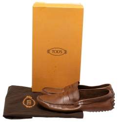 مملوكة مسبقًا Tod's Brown Leather Penny Loafers Size 45.5  