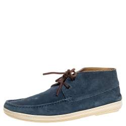 Pre Owned Tod's Blue Suede Lace Up Derby Size 44.5