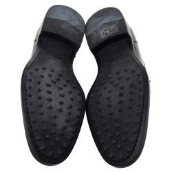 Pre Owned حذاء لوفرز تودز سليب أون هورسبيت خرز جلد لامع أسود مقاس 43