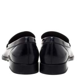 Pre Owned حذاء لوفرز تودز سليب أون هورسبيت خرز جلد لامع أسود مقاس 43