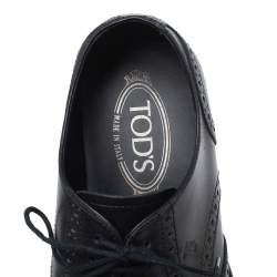 Pre Owned Tod's Black Brogue Leather Lace Up Derby Size 40