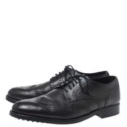 Pre Owned Tod's Black Brogue Leather Lace Up Derby Size 40