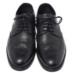 Pre Owned Tod's Black Brogue Leather Lace Up Derby Size 40