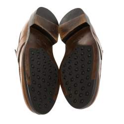 Pre Owned حذاء لوفرز تودز سليب أون بينى جلد بنى مقاس 41