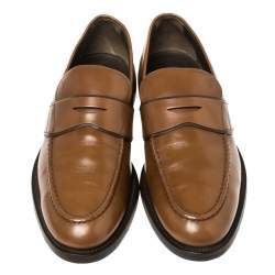 Pre Owned حذاء لوفرز تودز سليب أون بينى جلد بنى مقاس 41