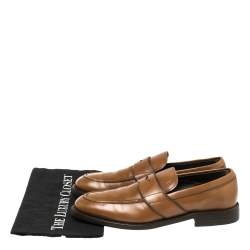 Pre Owned حذاء لوفرز تودز سليب أون بينى جلد بنى مقاس 41