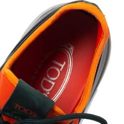 Pre Owned Tod's Tri Color Leather and Neoprene Lace Up Low Top Sneakers Size 41