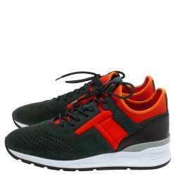 Pre Owned Tod's Tri Color Leather and Neoprene Lace Up Low Top Sneakers Size 41