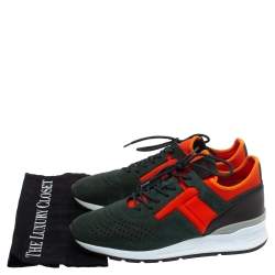 Pre Owned Tod's Tri Color Leather and Neoprene Lace Up Low Top Sneakers Size 41