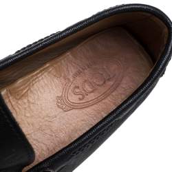 Pre Owned Tod's Black Leather Bow Slip On Loafers Size 43