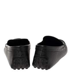 Pre Owned حذاء لوفرز تودز سليب أون حرف تي مزدوج جلد أسود مقاس 41.5