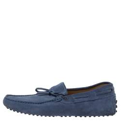 Pre Owned حذاء لوفرز تودز فيونكة سويدي أزرق مقاس 41