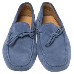 Pre Owned حذاء لوفرز تودز فيونكة سويدي أزرق مقاس 41