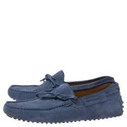 Pre Owned حذاء لوفرز تودز فيونكة سويدي أزرق مقاس 41