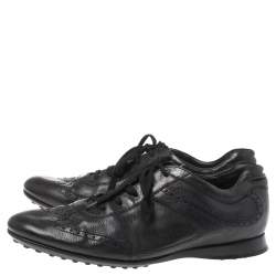 Pre Owned حذاء رياضى تودز منخفض من أعلى أربطة جلد بروغ أسود مقاس 41.5