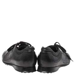 Pre Owned حذاء رياضى تودز منخفض من أعلى أربطة جلد بروغ أسود مقاس 41.5