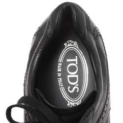 Pre Owned حذاء رياضى تودز منخفض من أعلى أربطة جلد بروغ أسود مقاس 41.5