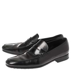 Pre Owned حذاء لوفرز تودز سليب أون بيني جلد أسود مقاس 42