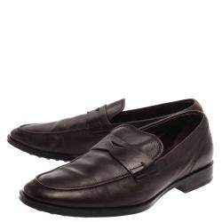 Tod's Dark Brown Leather Penny Loafers Size 40