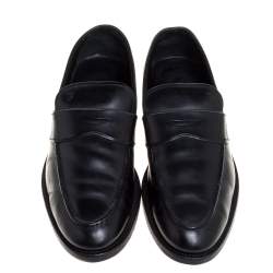 Tod's Black Leather Penny Slip On Loafers Size 40