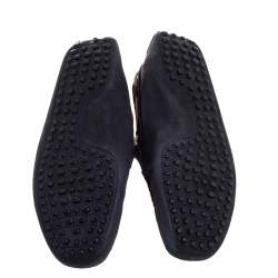 Tod's Navy Blue Suede Bow Driving Loafers Size 43