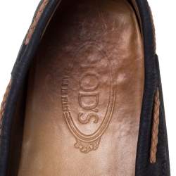 Tod's Navy Blue Suede Bow Driving Loafers Size 43