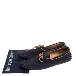 Tod's Navy Blue Suede Bow Driving Loafers Size 43
