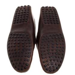 Pre Owned  Tod's Dark Brown Leather Penny Slip On Driving Loafers Size 40