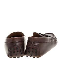 Pre Owned  Tod's Dark Brown Leather Penny Slip On Driving Loafers Size 40