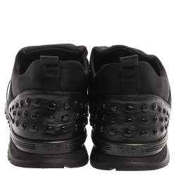 Tod's Black Leather and Nylon Lace Sneakers Size 47