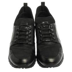 Tod's Black Leather and Nylon Lace Sneakers Size 47