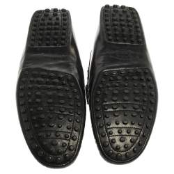 Tod's Black Leather Double T Slip On Loafers Size 44