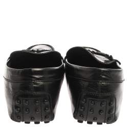 Tod's Black Leather Double T Slip On Loafers Size 44