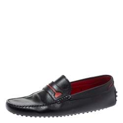 Pre Owned Tod's For Ferrari Black Leather Slip On Loafers Size 42