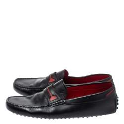 Pre Owned Tod's For Ferrari Black Leather Slip On Loafers Size 42